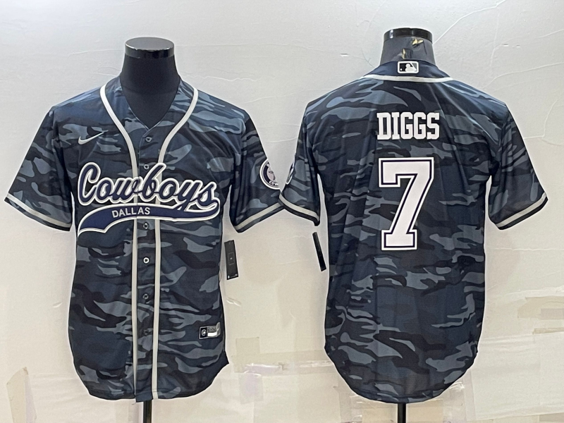 Men's Dallas Cowboys Trevon Diggs #7 Grey Camouflage Player Jersey1 Joint Edition