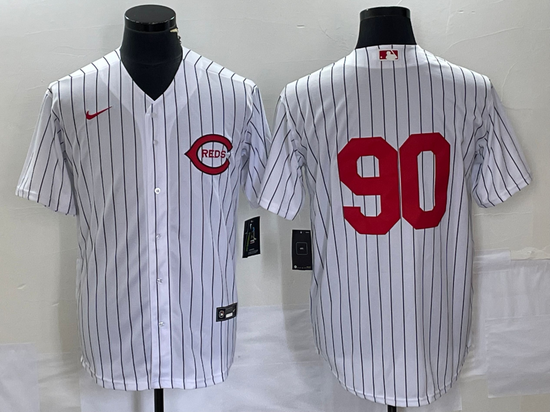 Men's Cincinnati Reds #90 White 2022 MLB at Field of Dreams Game Authentic Player Jersey1
