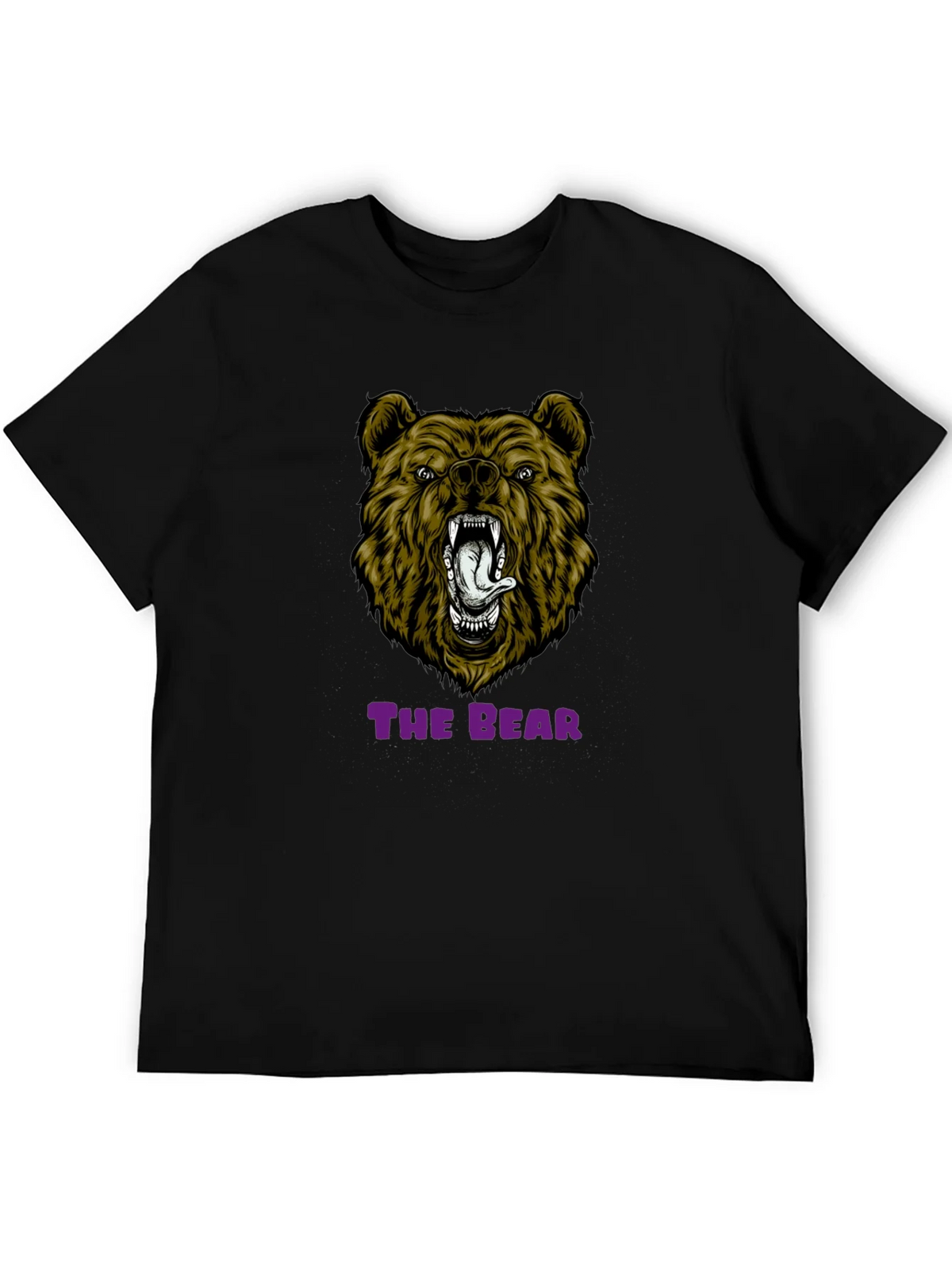Bear Graphic Print T-Shirt - Mens Black Tee