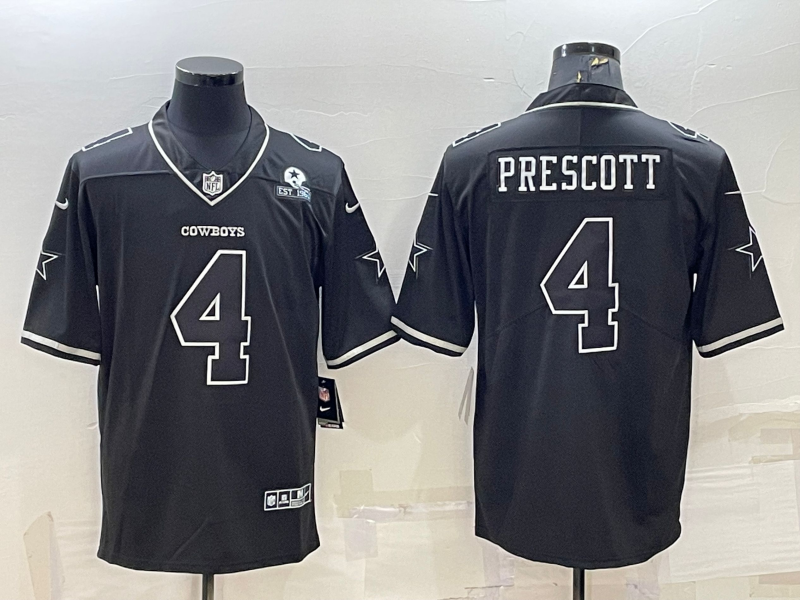 Men's Dallas Cowboys Dak Prescott #4 Black Legend Player Jersey1
