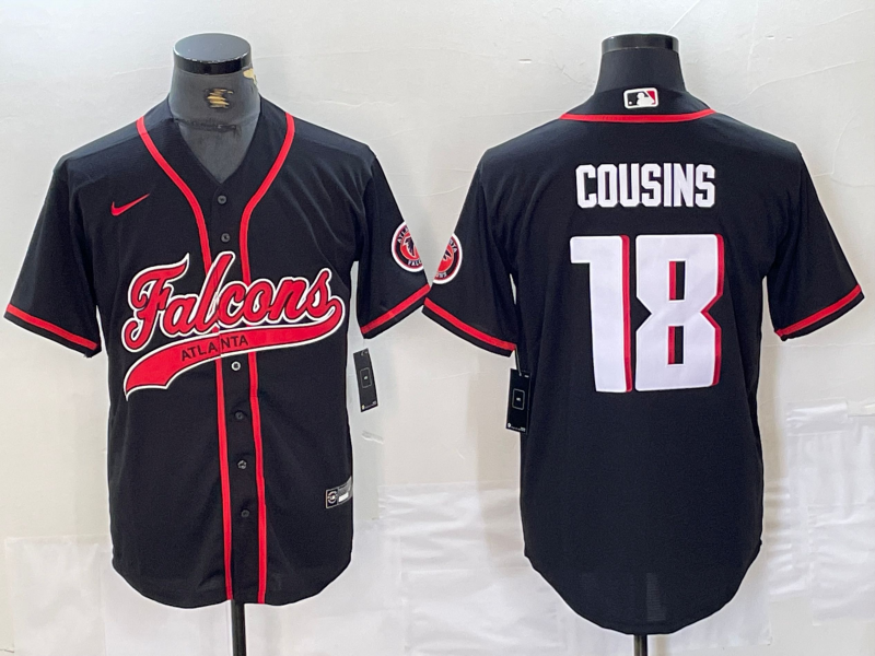 Men's Atlanta Falcons Kirk Cousins #18 Black Player Jersey1 Joint Edition
