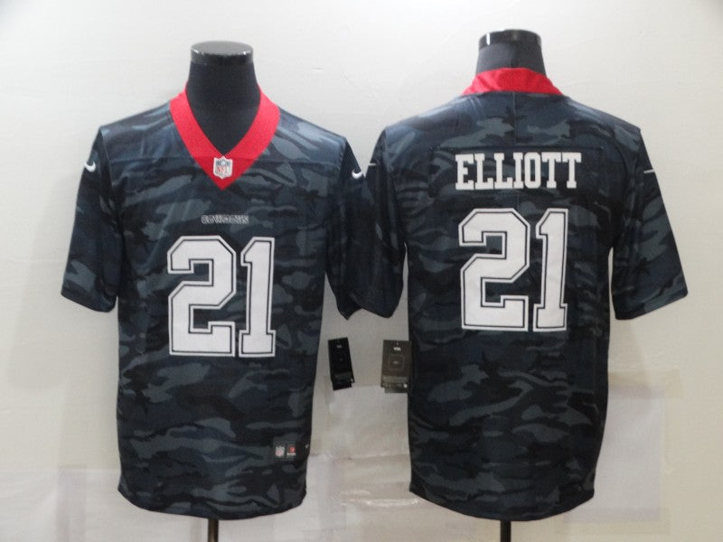 Men's Dallas Cowboys Ezekiel Elliott #21 Gray Camouflage Game Jersey1