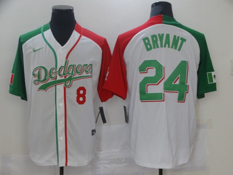 Men's Los Angeles Dodgers Kobe Bryant #8-24 White Game Player Jersey1