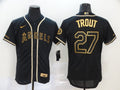 Men's Los Angeles Angels Mike Trout #27 Black Sewn Player Jersey1