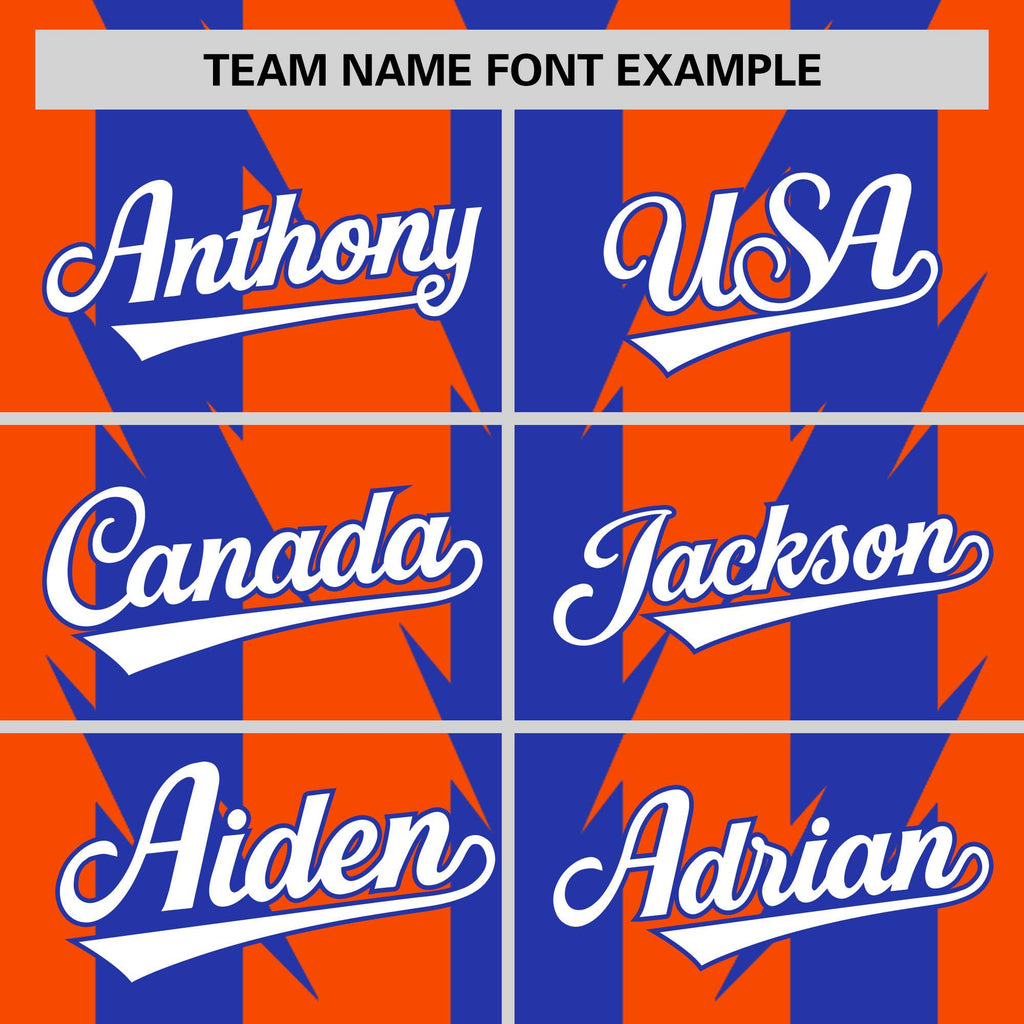 Custom Orange Royal Raglan Sleeves Blade Pattern Authentic Baseball Jersey