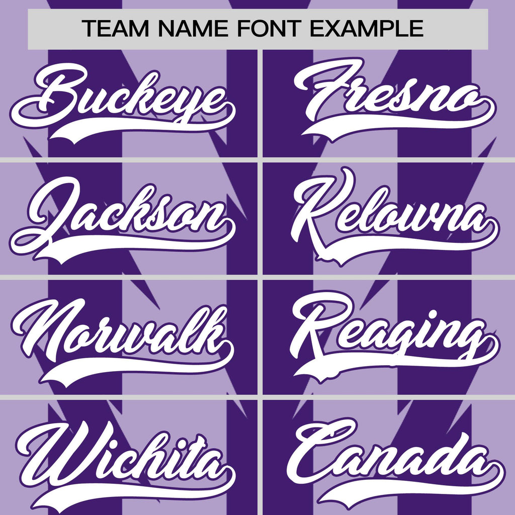 Custom Light Purple Purple Raglan Sleeves Blade Pattern Authentic Baseball Jersey