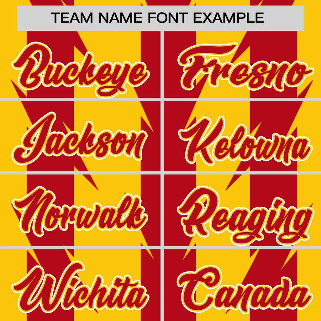 Custom Gold Red Raglan Sleeves Blade Pattern Authentic Baseball Jersey