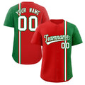 Custom Red Kelly Green-White Personalized Color Block Authentic Baseball jersey