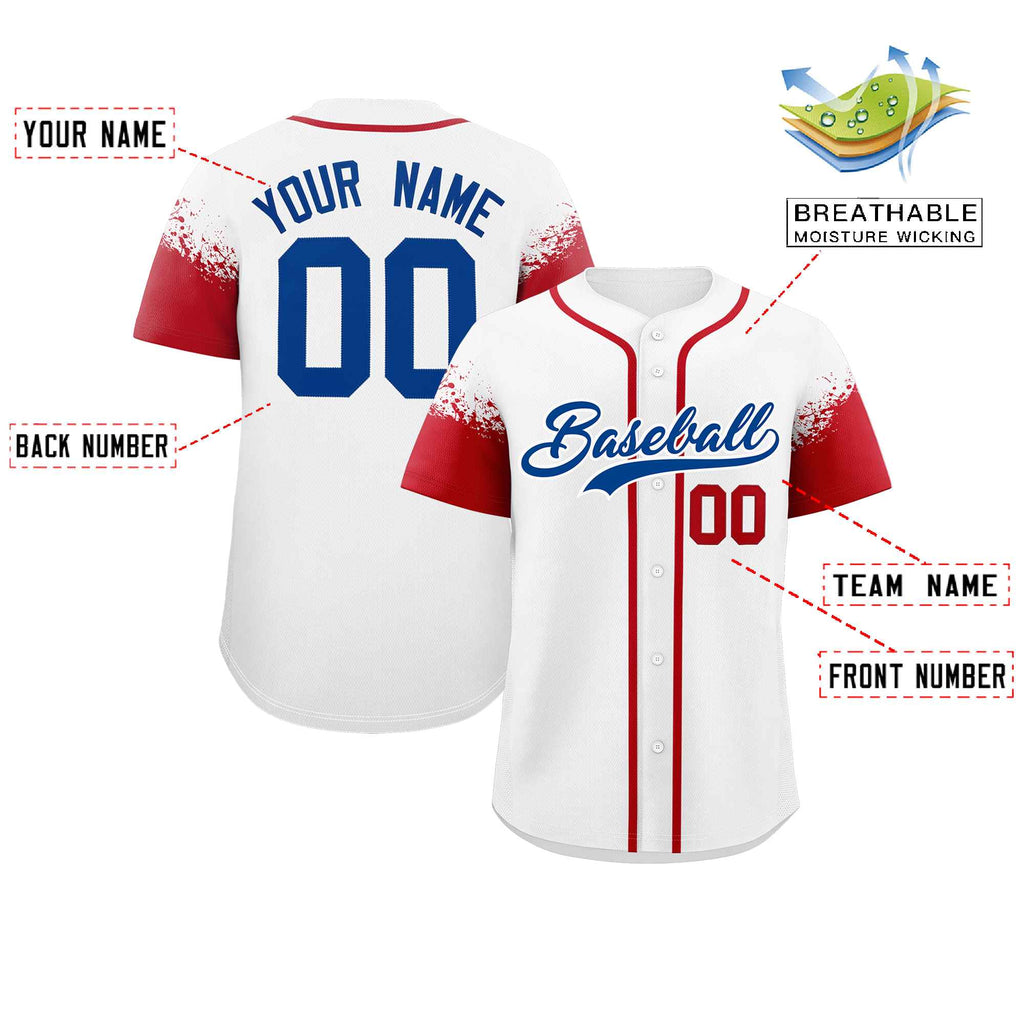 Custom White Red Personalized Raglan Sleeves Design Authentic Baseball Jersey