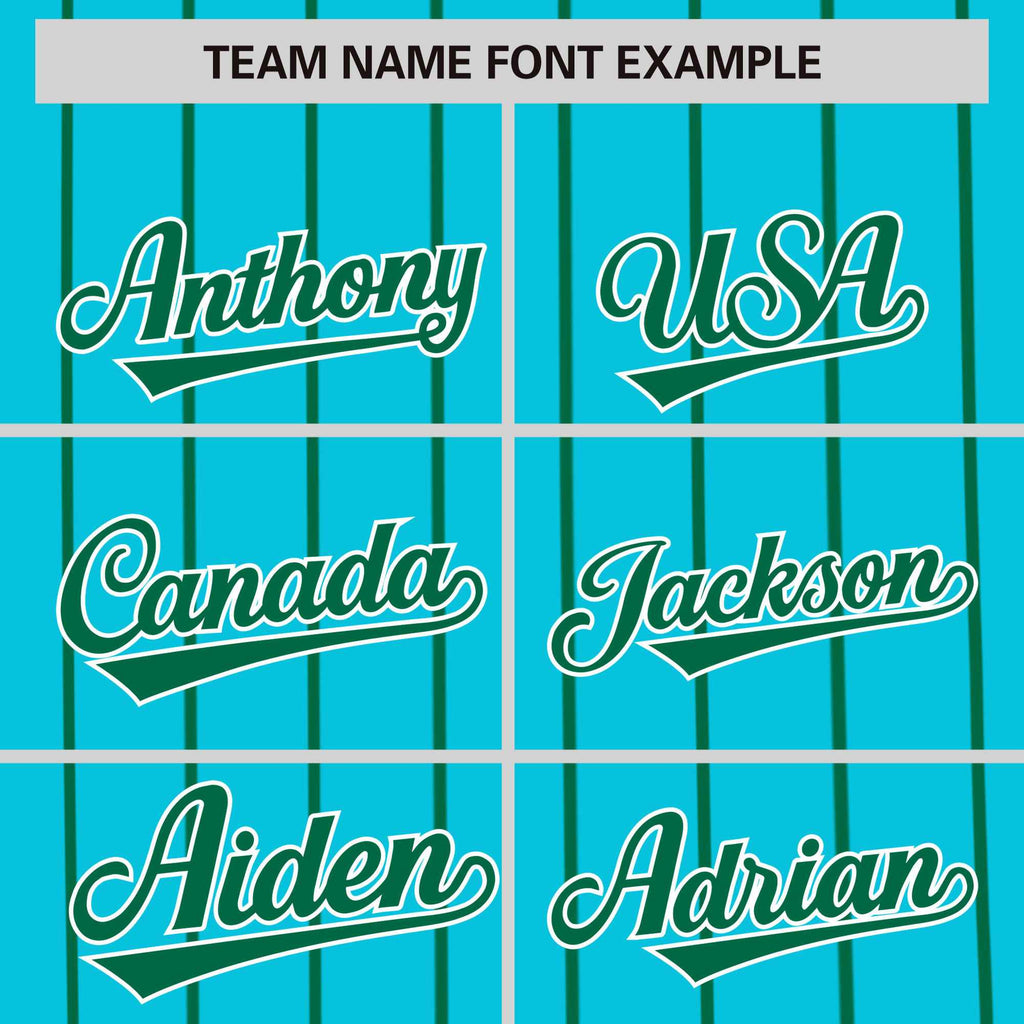 Custom Sky Blue Green Pinstripe Personalized Side Two-tone Authentic Baseball Jersey