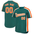 Custom Aqua Orange Pinstripe Personalized Side Two-tone Authentic Baseball Jersey
