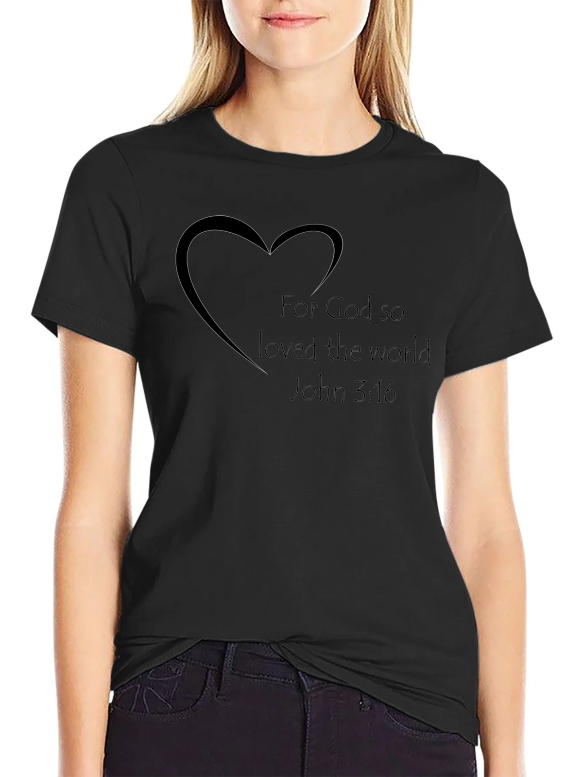 Faith-Based Black T-Shirt - For God So Loved Design