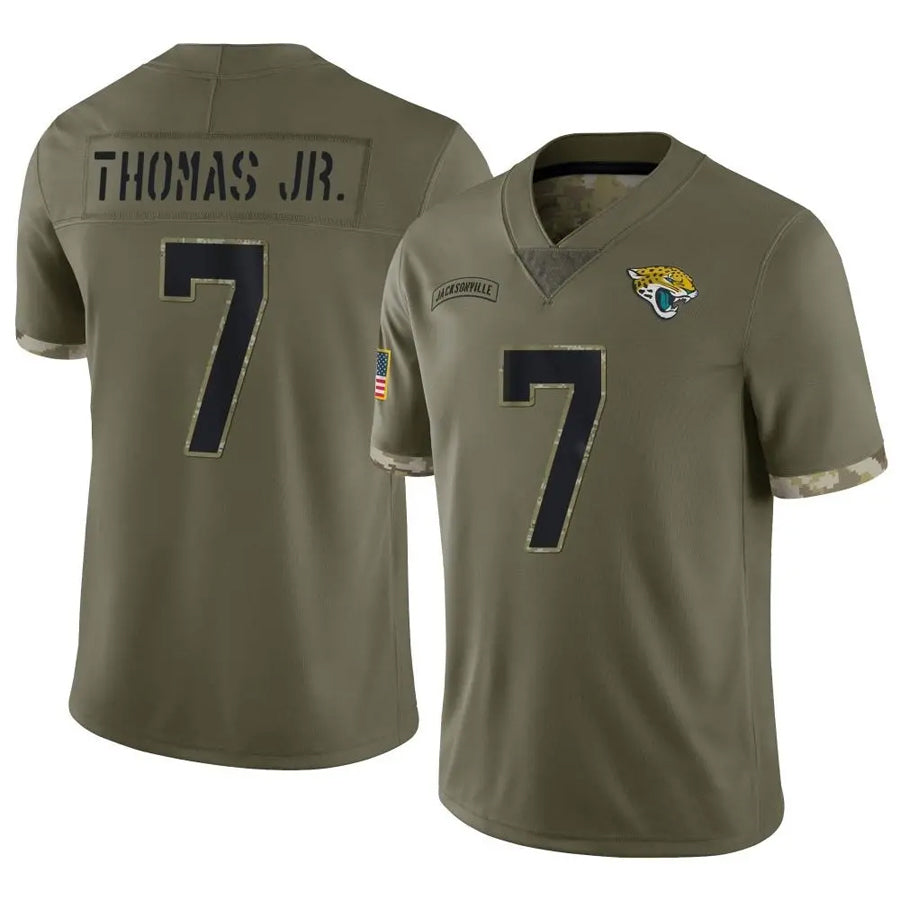 J.Jaguars #7 Brian Thomas Jr. Player Olive Salute To Service Limited Football Jerseys