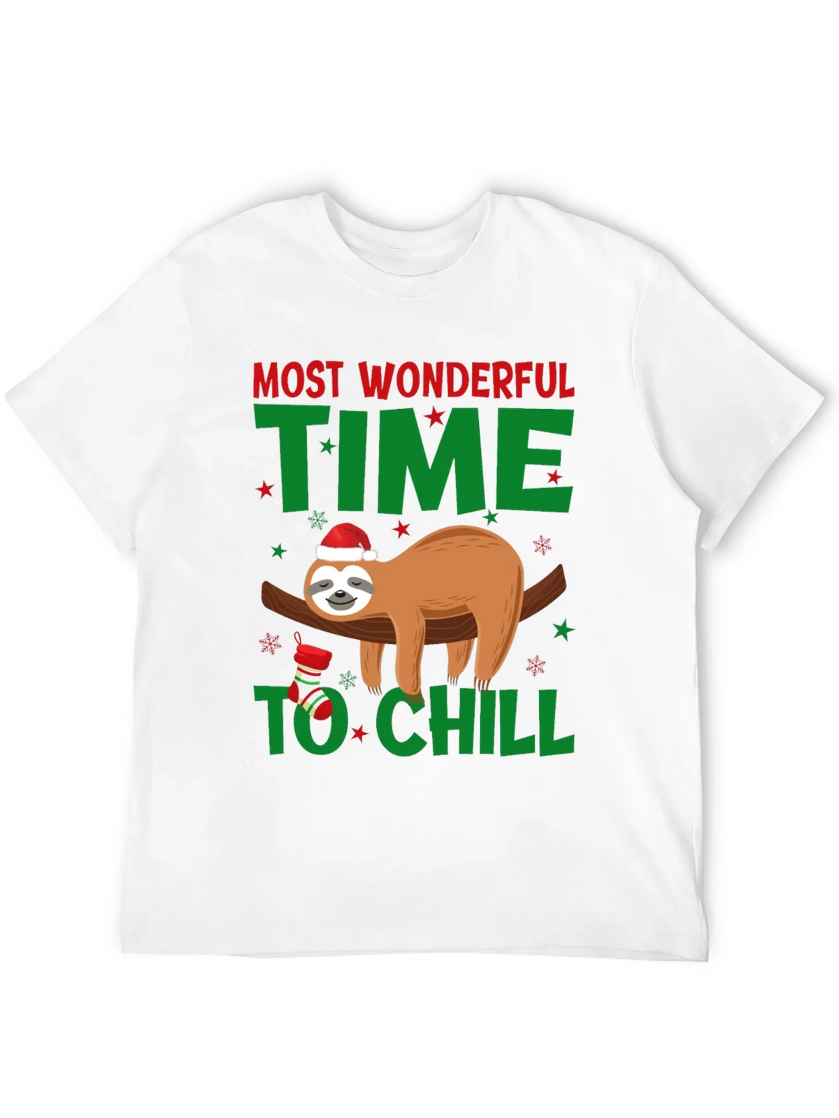 Festive Sloth T-Shirt: Most Wonderful Time to Chill