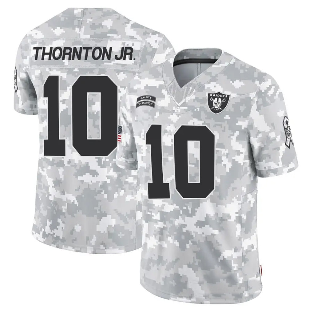 LV.Raiders #10 Dont'e Thornton Jr. Player Arctic Camo Salute to Service Limited Football Jerseys
