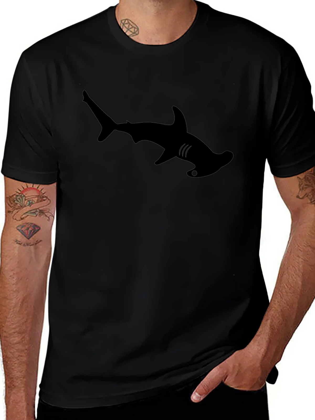 Hammerhead Shark Graphic Tee - Cool Black T-Shirt