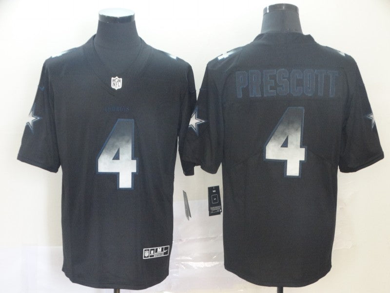 Men's Dallas Cowboys #4 Dak Prescott Black Authentic Game Player Jersey1