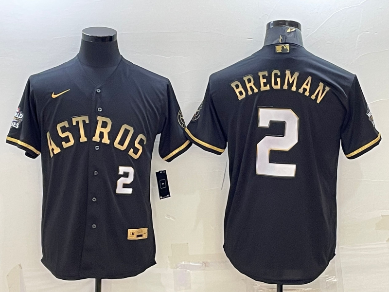 Men's Houston Astros Alex Bregman #2 Black Alternate Replica Player Jersey1