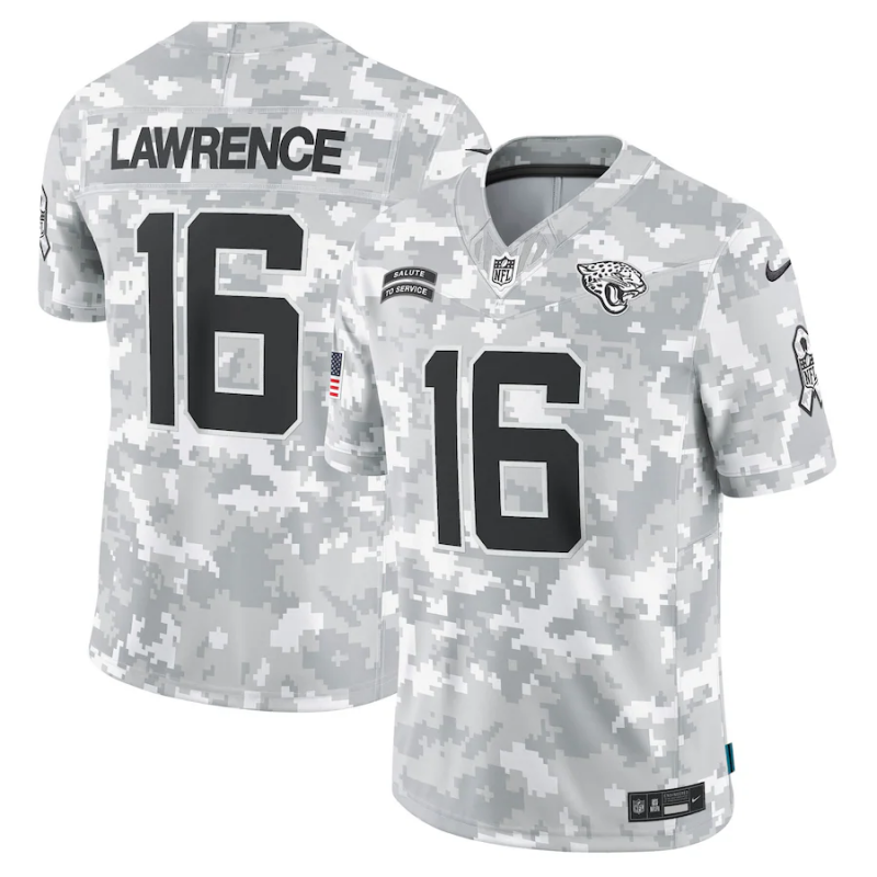 Men's Jacksonville Jaguars Trevor Lawrence #16 Arctic Camo 2024 Salute to Service Limited Jersey1