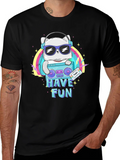 Cool Cat Boombox Graphic T-Shirt - Black Cotton Tee