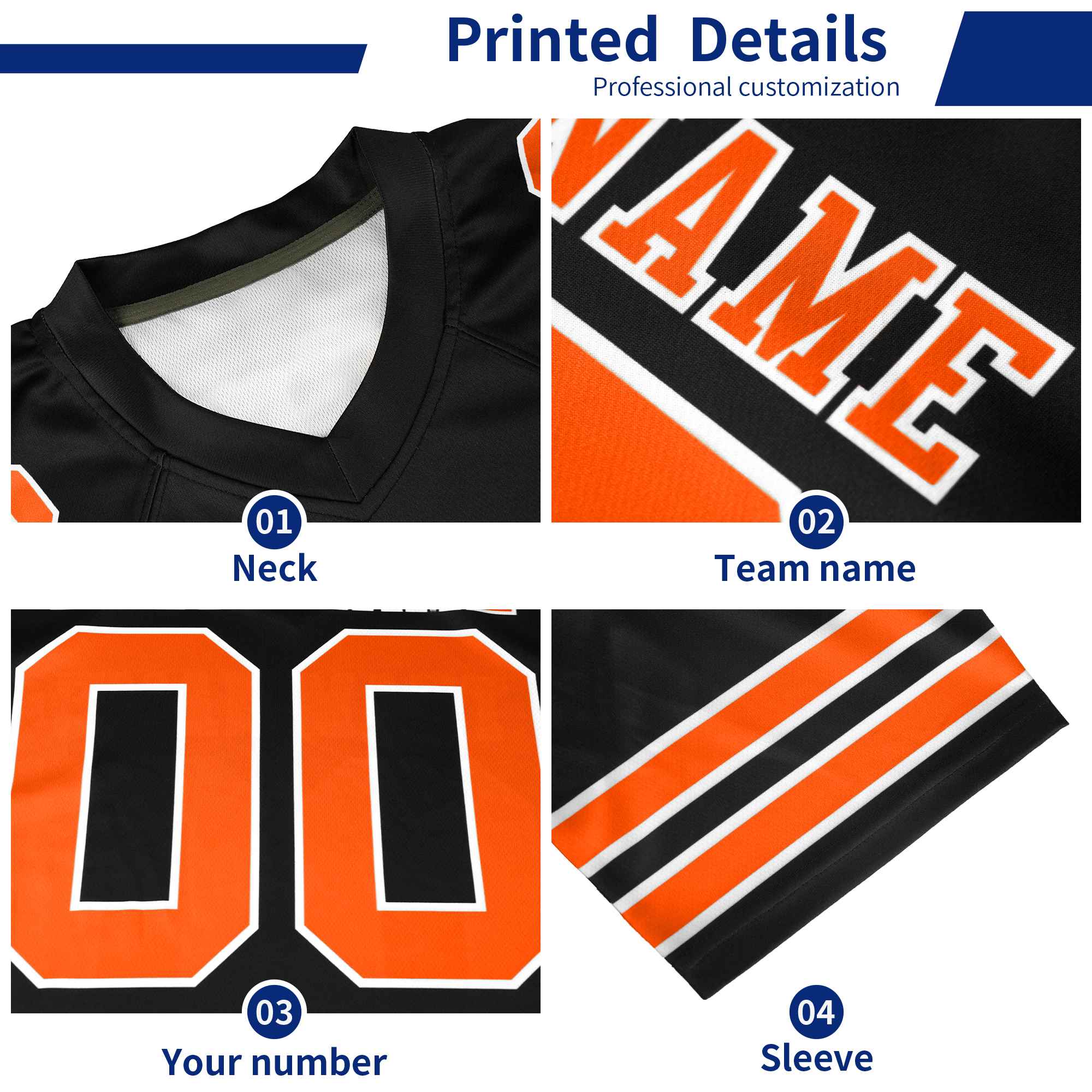Custom Black Old Gold-White Personalized Classic Authentic Football Jersey