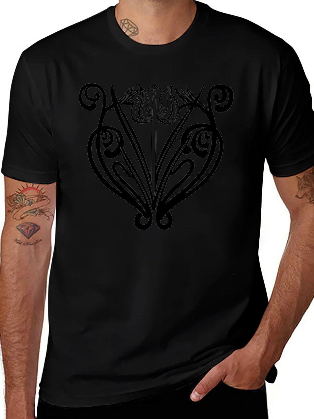 Elegant Floral Graphic Tee - Modern Art Deco Shirt