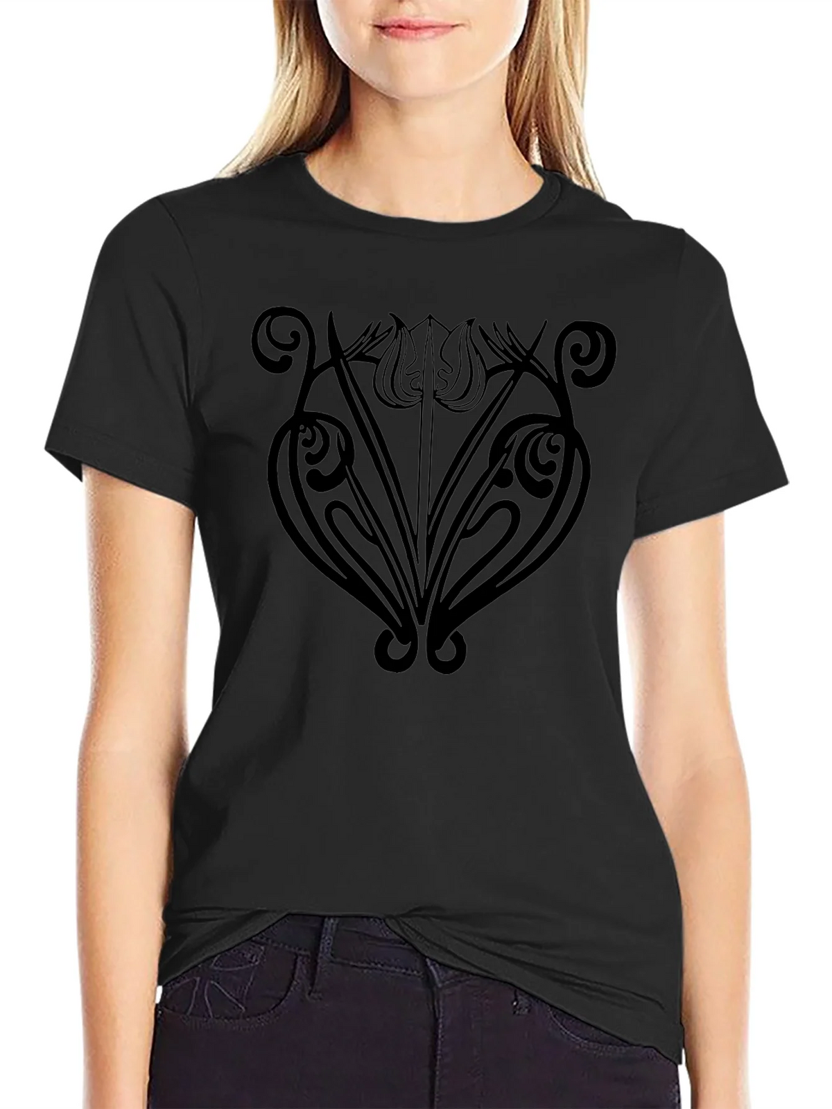 Elegant Floral Graphic Tee - Modern Art Deco Shirt