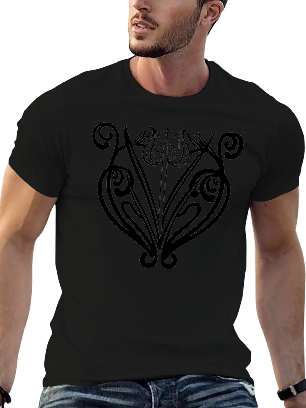 Elegant Floral Graphic Tee - Modern Art Deco Shirt