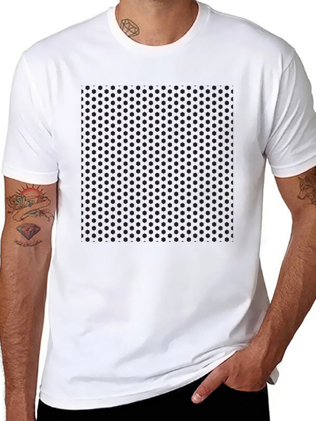 Mens Black Polka Dot Pattern T-Shirt