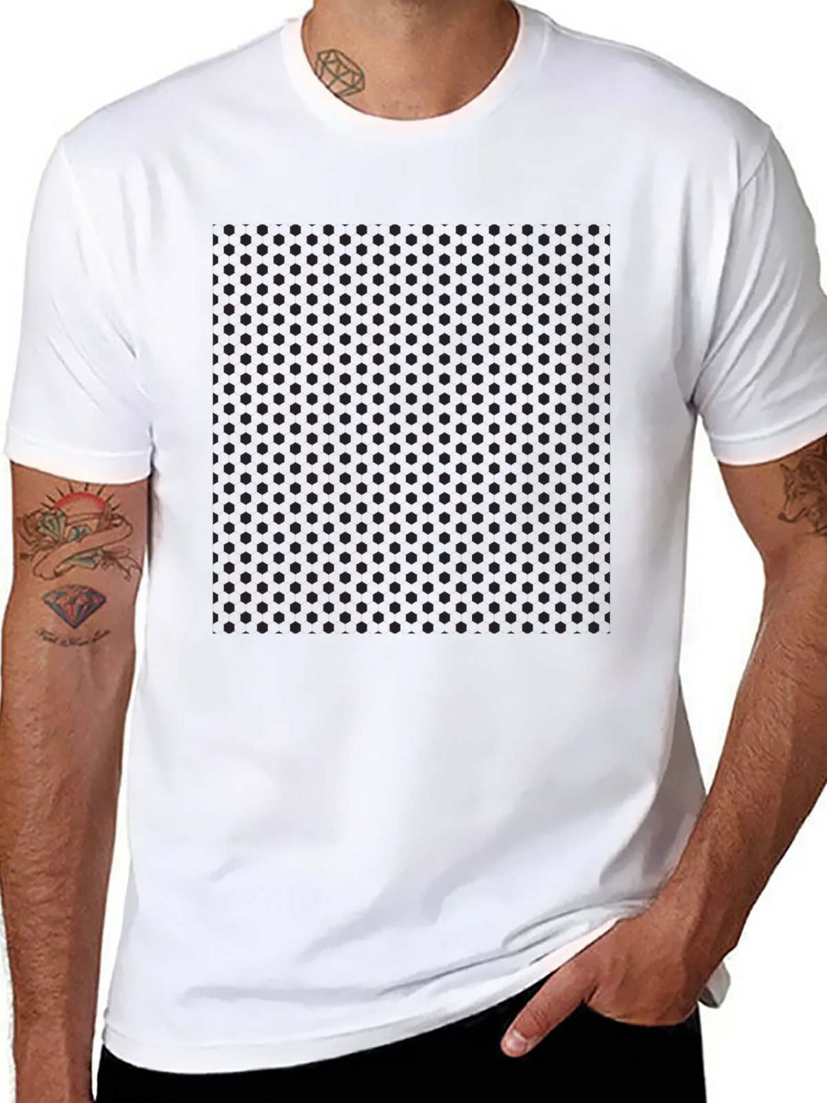 Mens Black Polka Dot Pattern T-Shirt