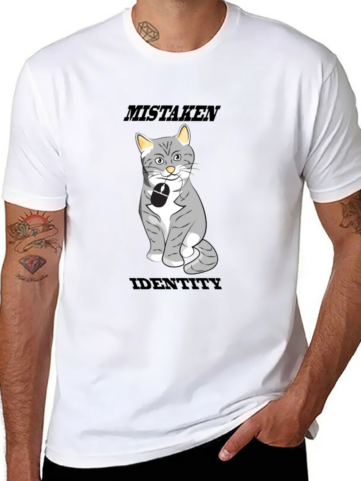 Mistaken Identity Cat T-Shirt Funny Graphic Tee